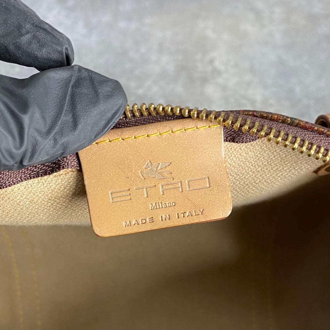 良品 ETRO エトロ ドラム型 ミニ ボストンバッグ ハンドバッグ ペイズリー