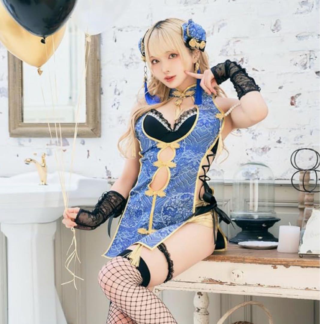 【完売品】マリームーン サイドスリットセクシーチャイナ ブルー