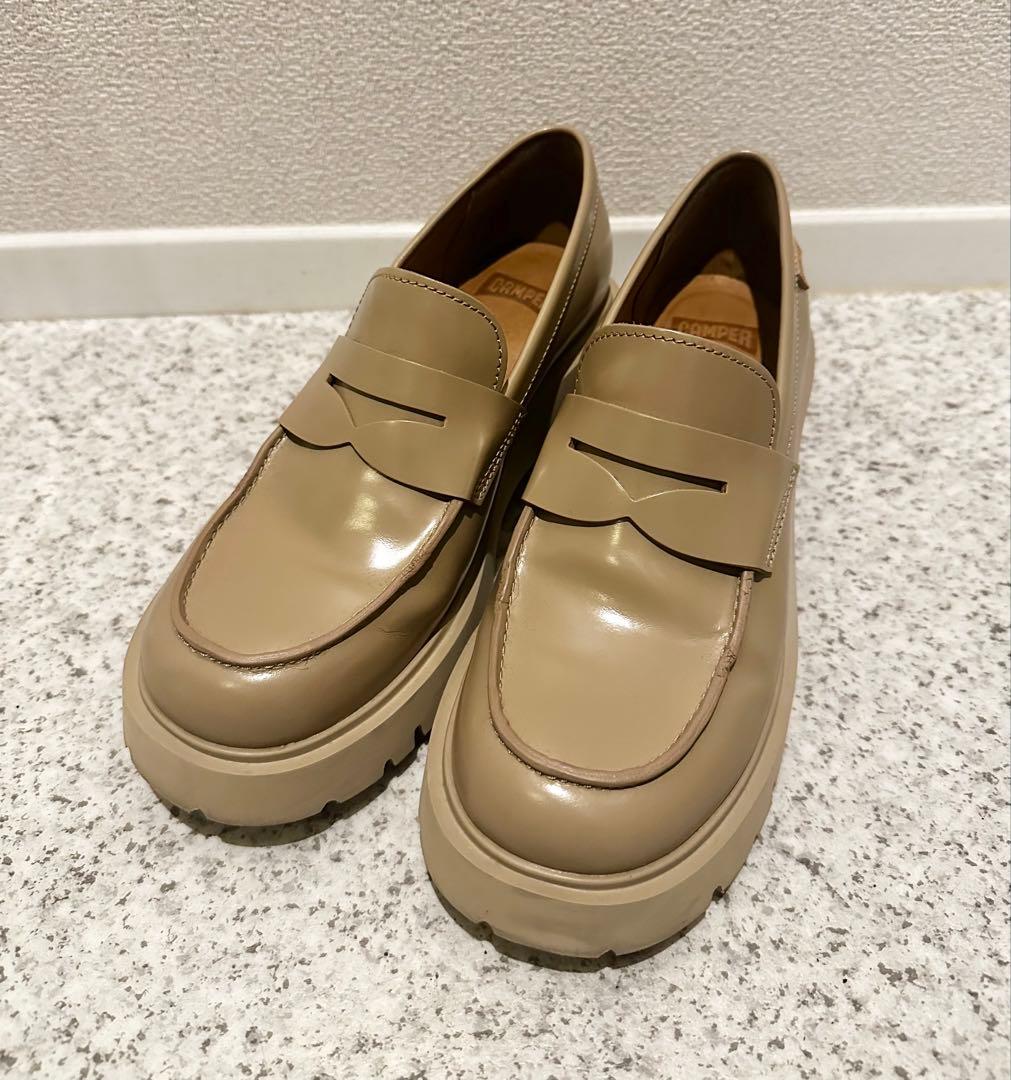 美品！CAMPER カンペール＊MILAH レザーヒールローファー キャメル38