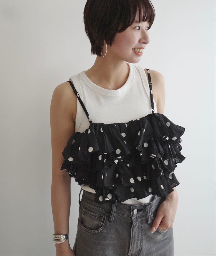 新品★ crinkle crinkle crinkle ドットフリルキャミ