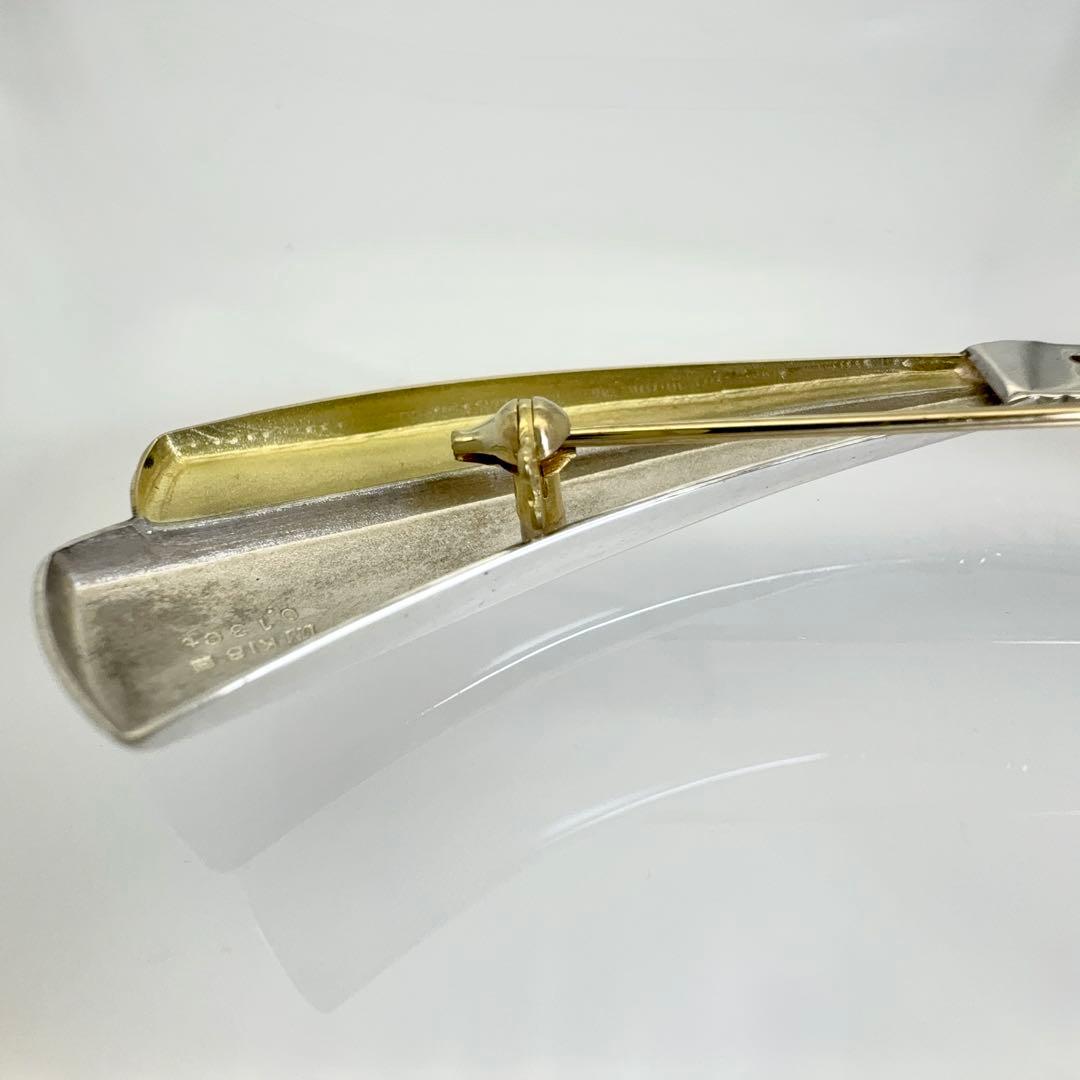 K18×シルバー ダイヤモンド0.13ct リボン ブローチ 総重量12.0g