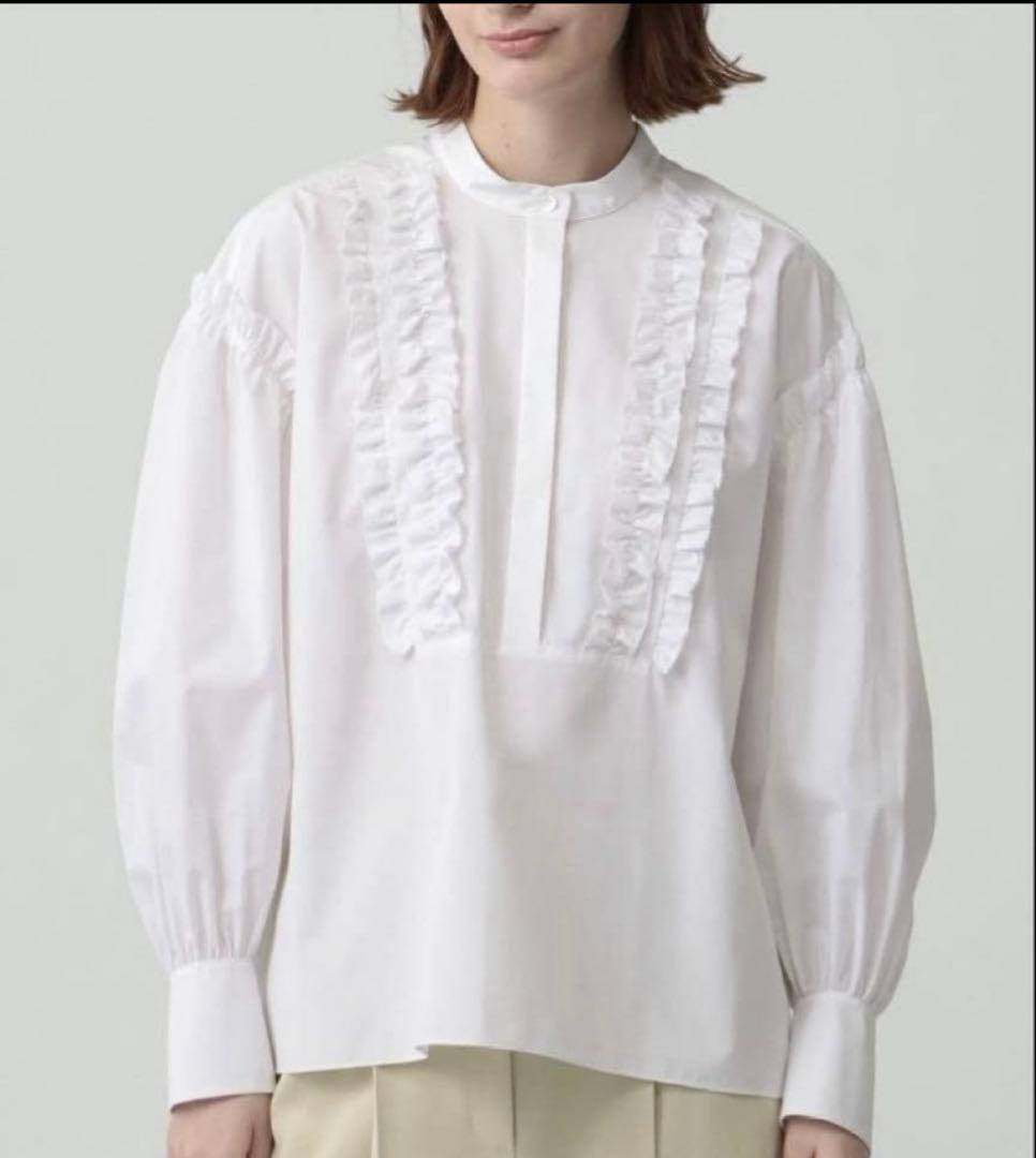 未使用　セオリーリュクスVALENTINE SHIRTフリル 白38 ブラウス