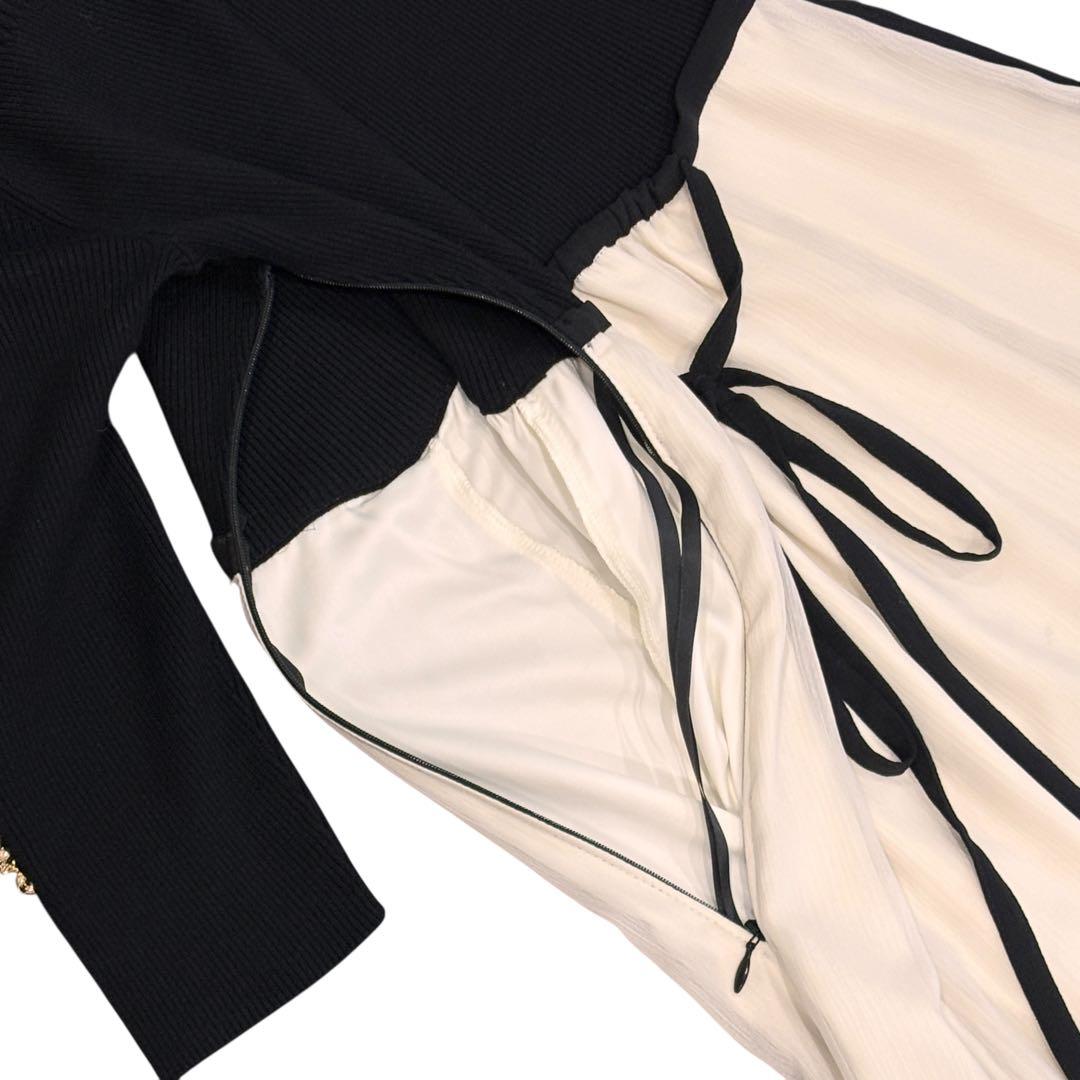 マイストラーダ ドッキングワンピース 36 リブニット プリーツ 金ボタン