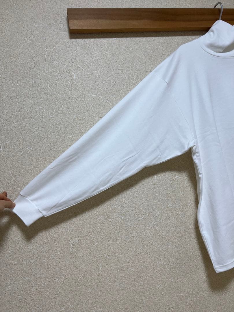 “LENO”コットンモックタートルネックプルオーバー・ホワイト・未使用品