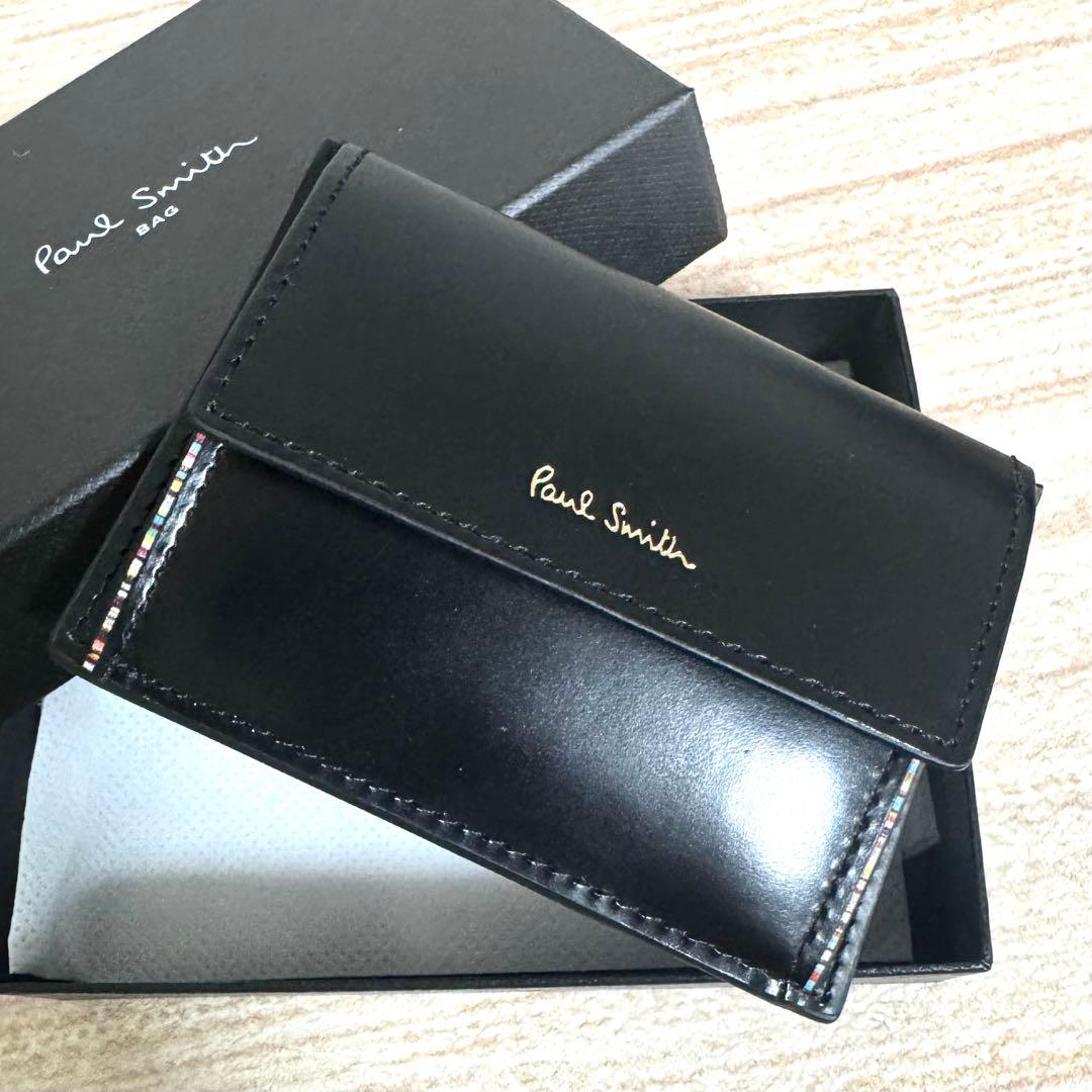 33 Paul Smith レザーリュクス シャイン 黒 名刺入れ 小銭入れ