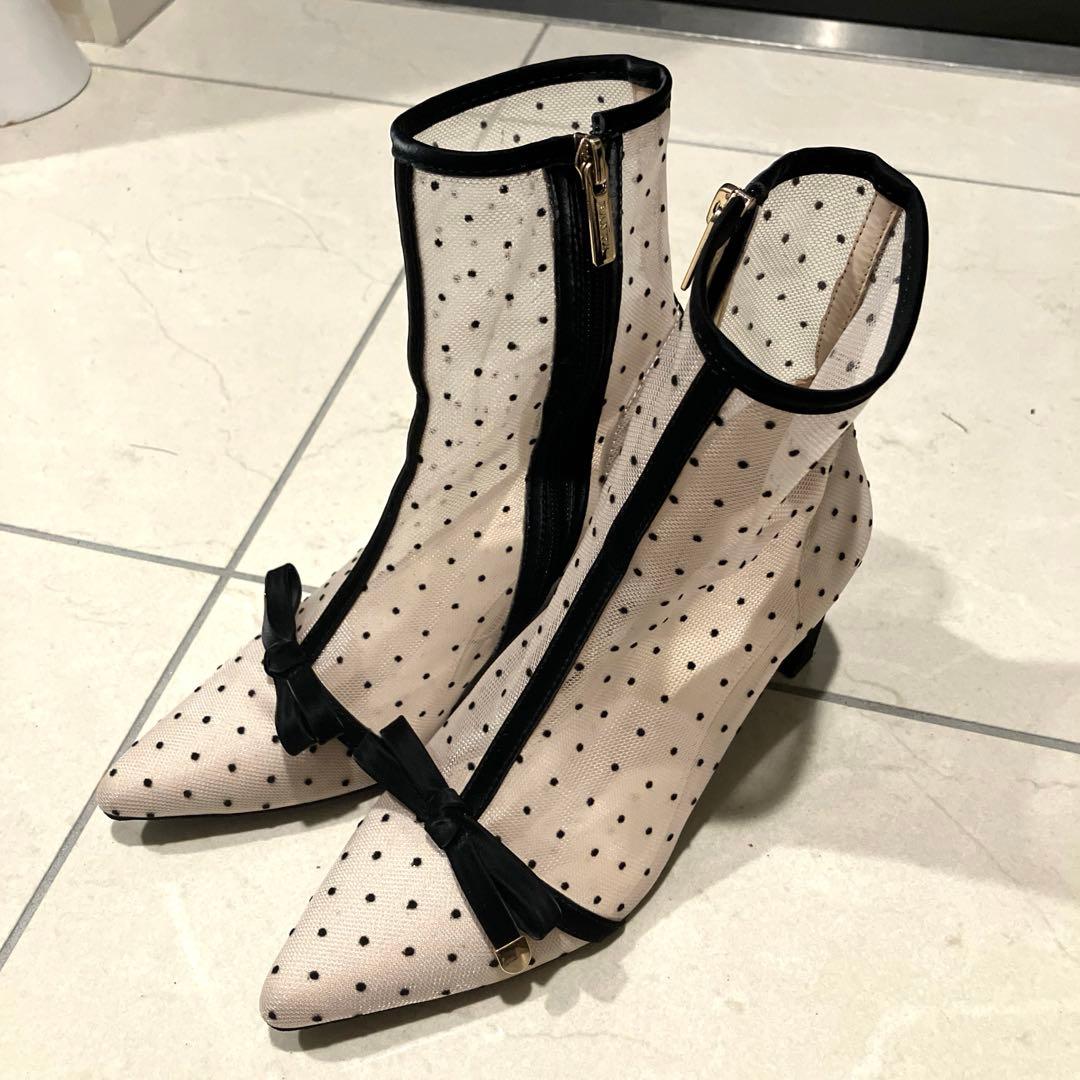 Randa リボンシアーショートブーツ