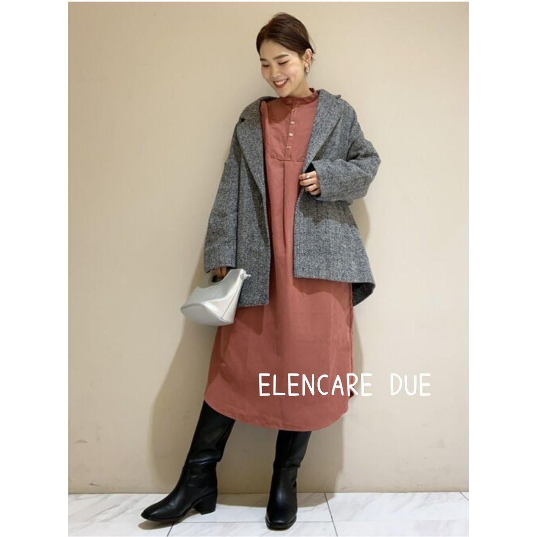 【 ELENCARE DUE 】 ヘリンボーンショートコート