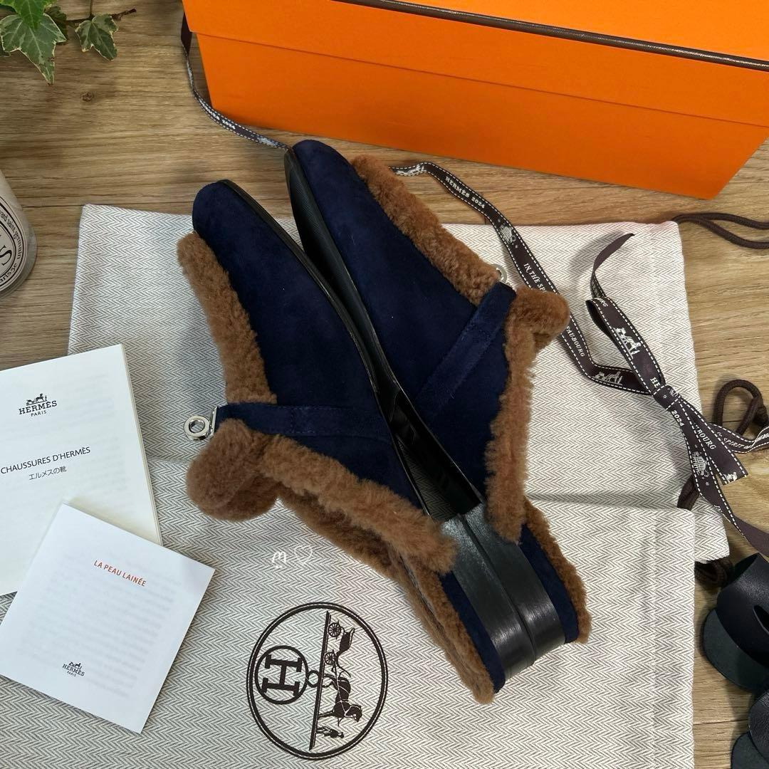 HERMES　エルメス　ミュール　オズ　38　ケリーバックル　ボア　今季シューズ