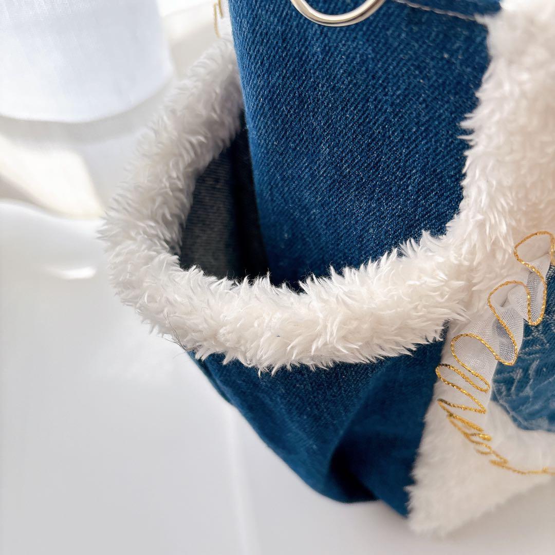 コヤンイサムチョン　バック　バラ模様マンドゥちゃん　デニム　トート