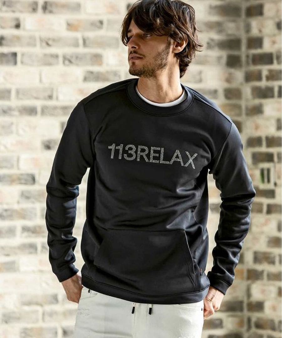 未使用　1PIU1UGUALE3 RELAX スウェット　ラインストーン　黒