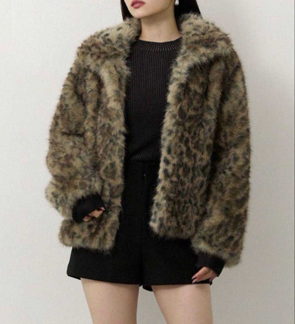 レオパードフェイクファーコートMURUA