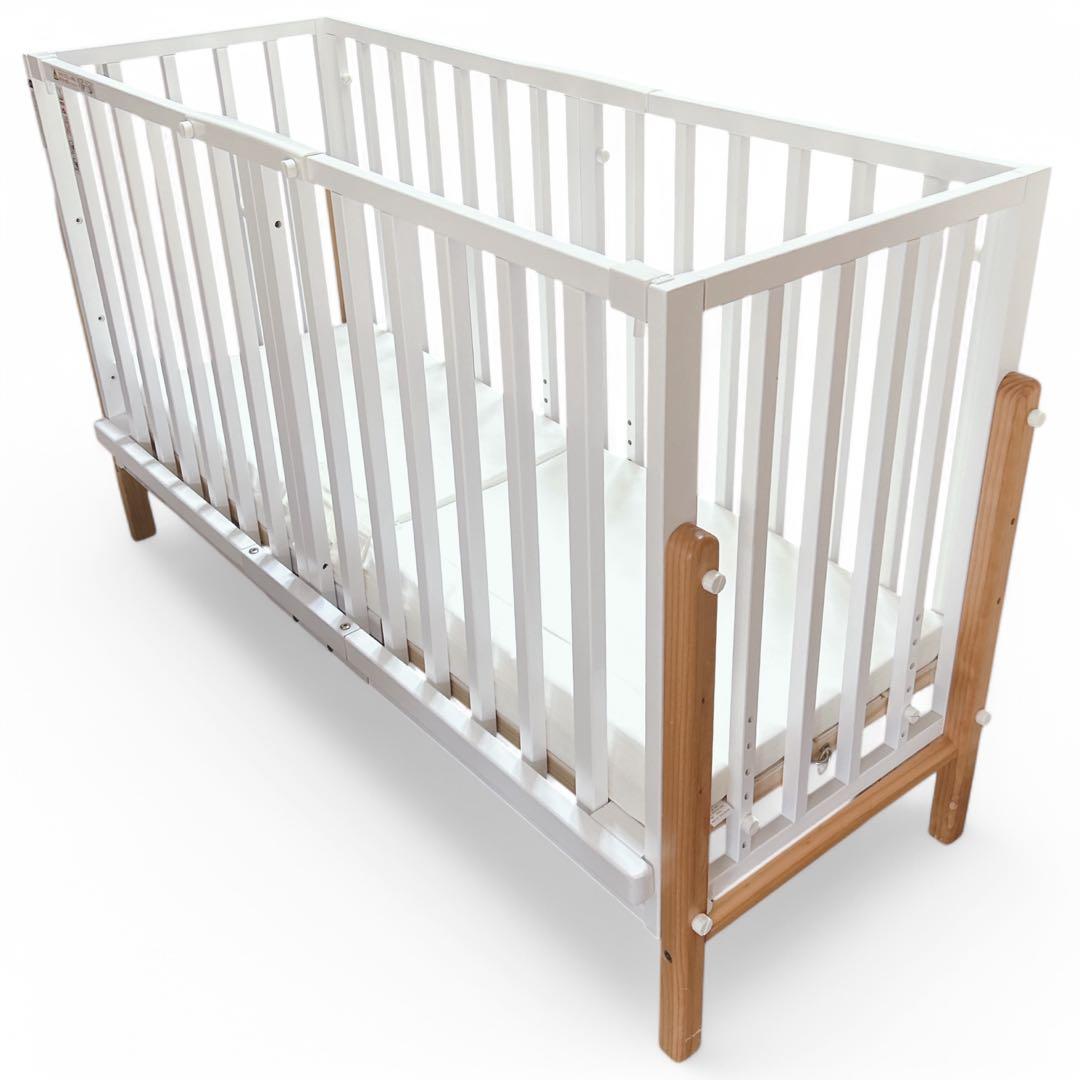 ✨良品✨大和屋 ベビーベッド そいねーるⅢ ホワイト マットレス付き