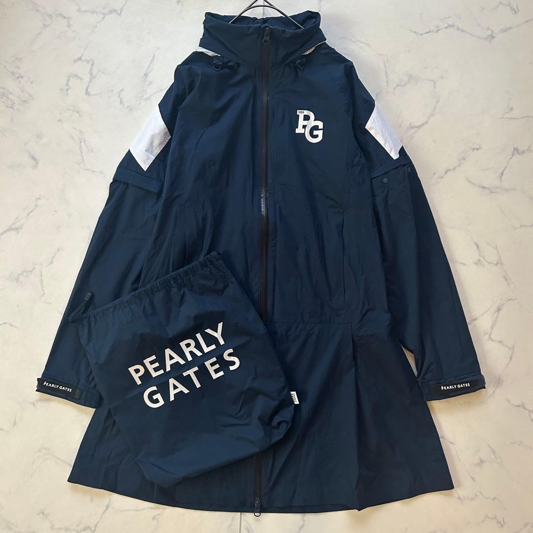 パーリーゲイツ レインウェア ワンピース ロゴ ネイビー 携帯袋付き