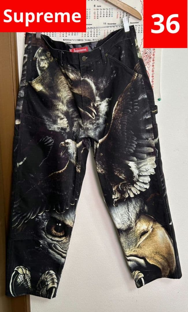 【激レア・絶版】Supreme　イーグル　ダブルニー　パンツ ブラック　黒　36