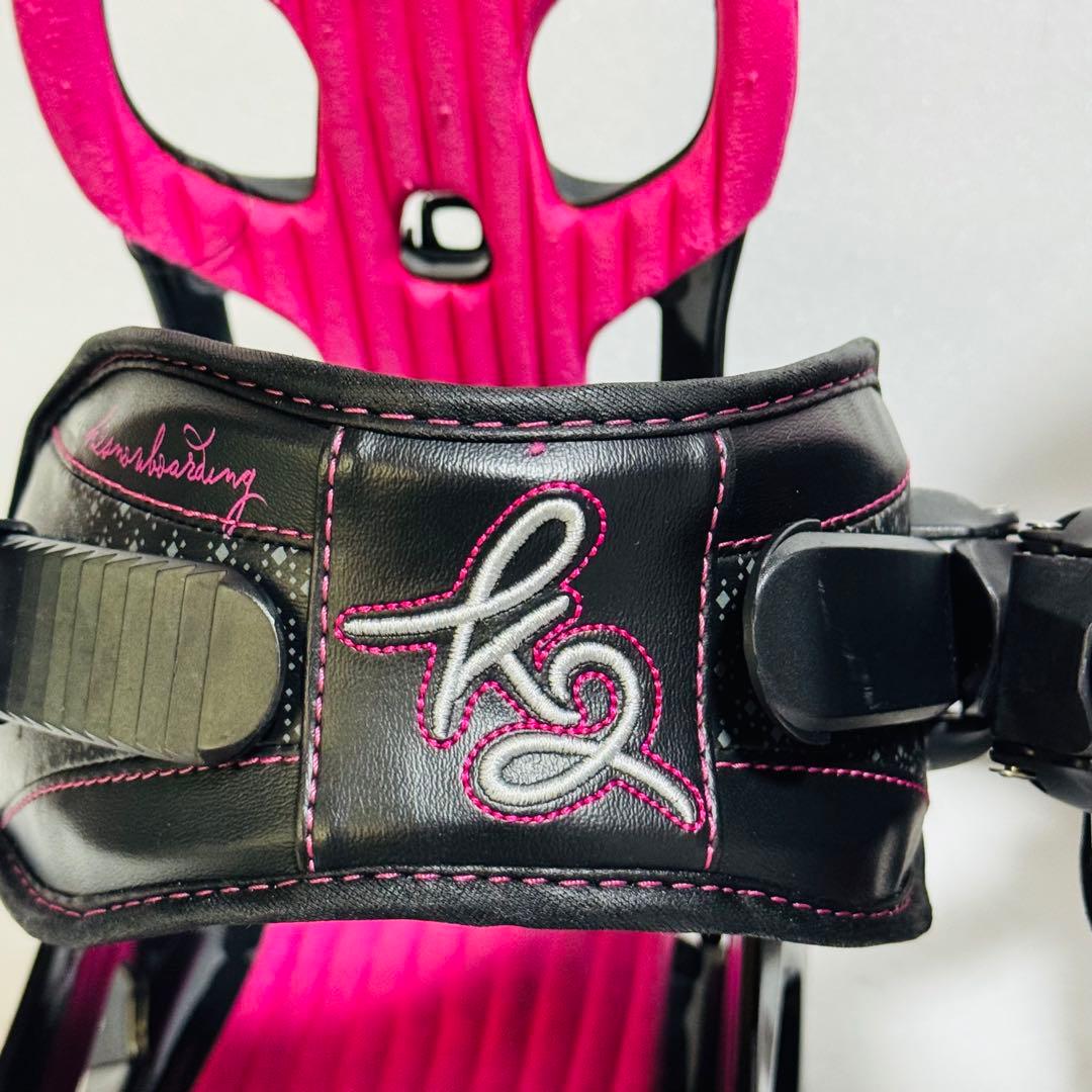 K2 スノーボードビンディング Mサイズ　ブラック/ピンク初心者女性レディース