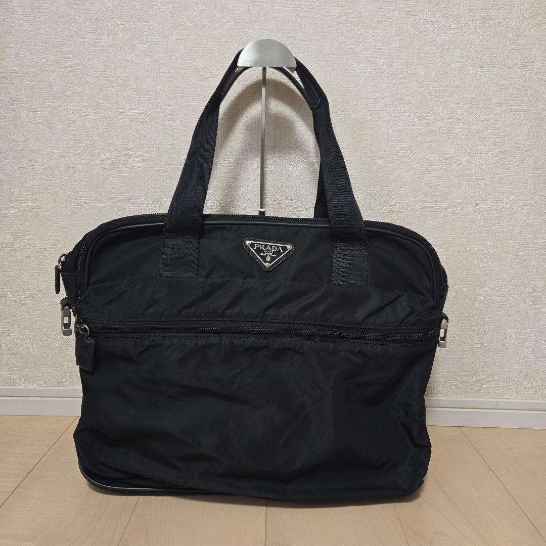 プラダ ブリーフケース ショルダー 三角ロゴ ナイロン ブラック