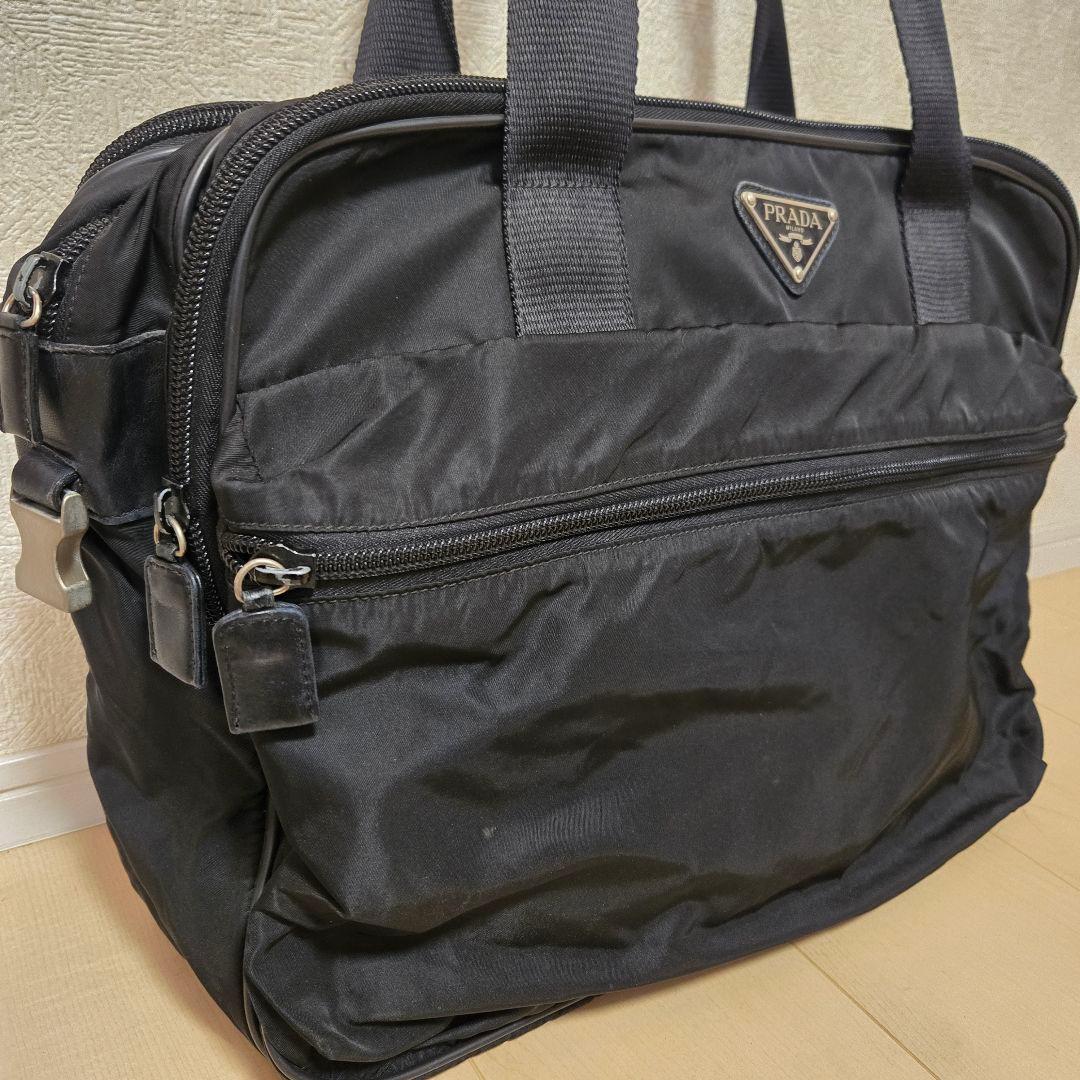 プラダ ブリーフケース ショルダー 三角ロゴ ナイロン ブラック