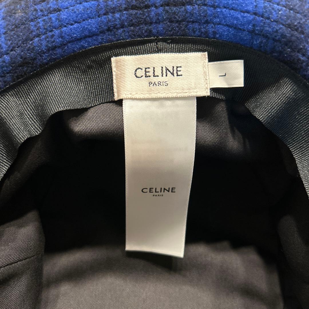 CELINE バケットハット 青と黒のチェック