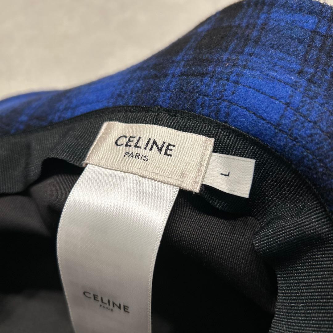 CELINE バケットハット 青と黒のチェック