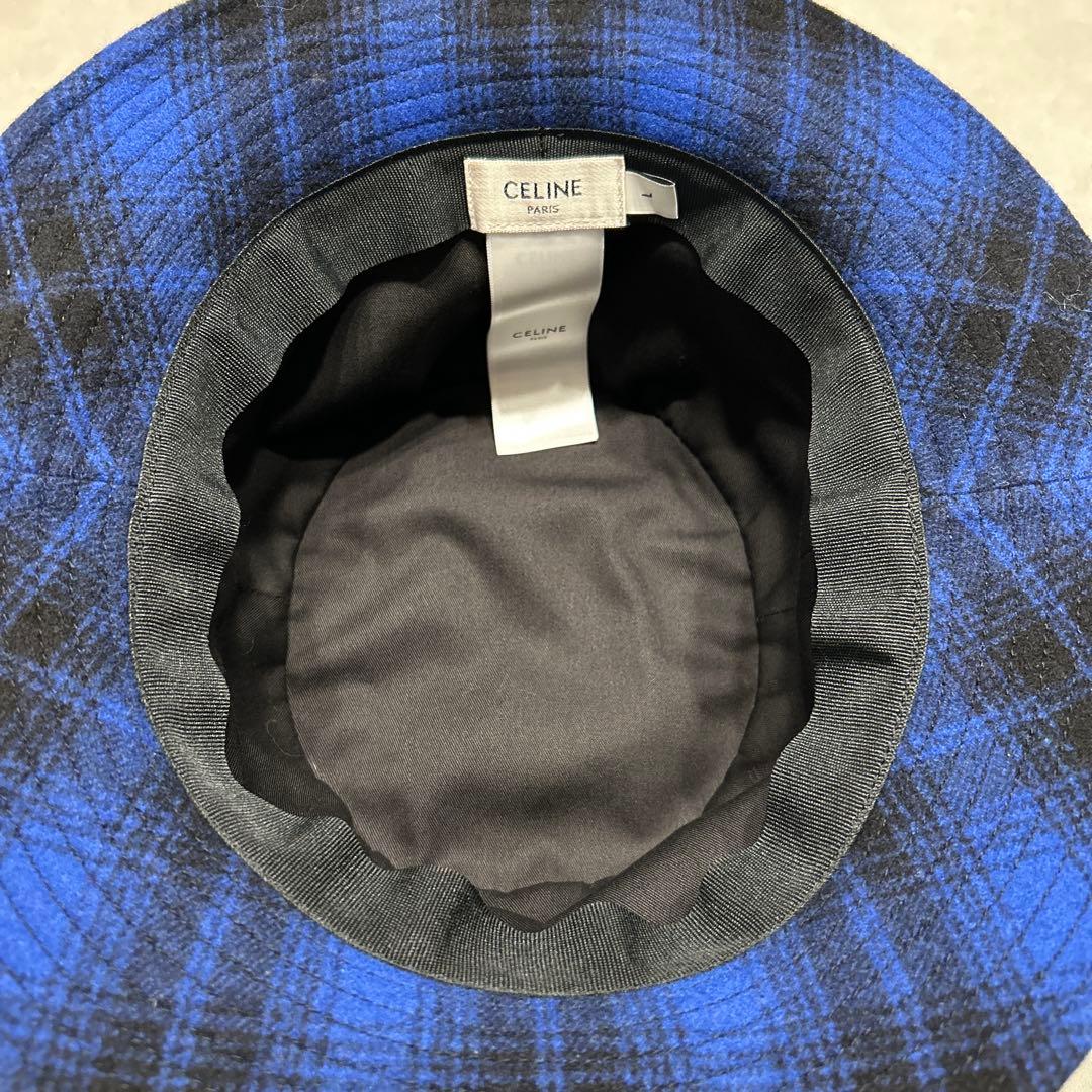 CELINE バケットハット 青と黒のチェック