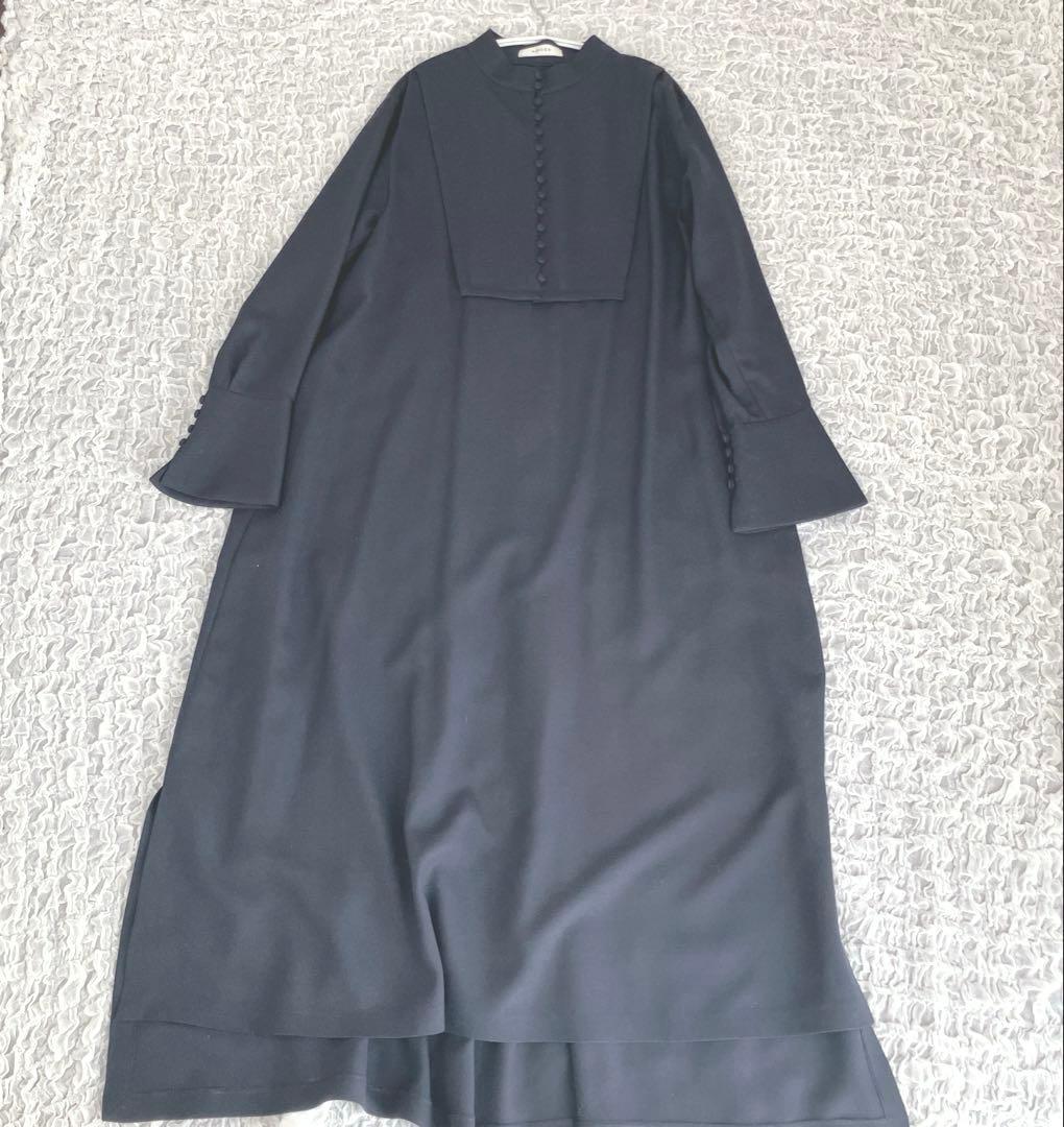 美品ADOREアドーア　ヨーク切り替えワンピース　ネイビー　フォーマル　38