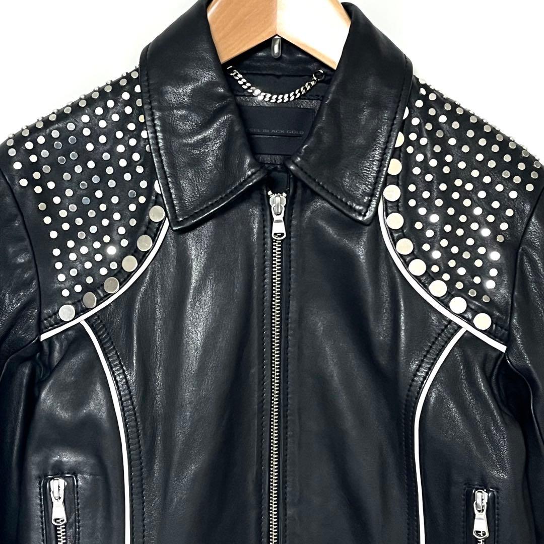 DIESEL BLACK GOLD スタッズ レザー ライダース ジャケット L