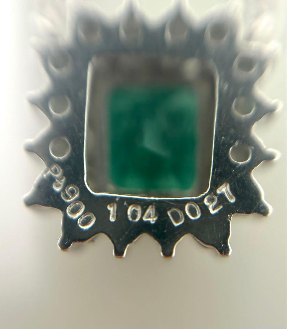良品 エメラルド プラチナ ダイヤ ネックレス E1.04ct D0.27ct