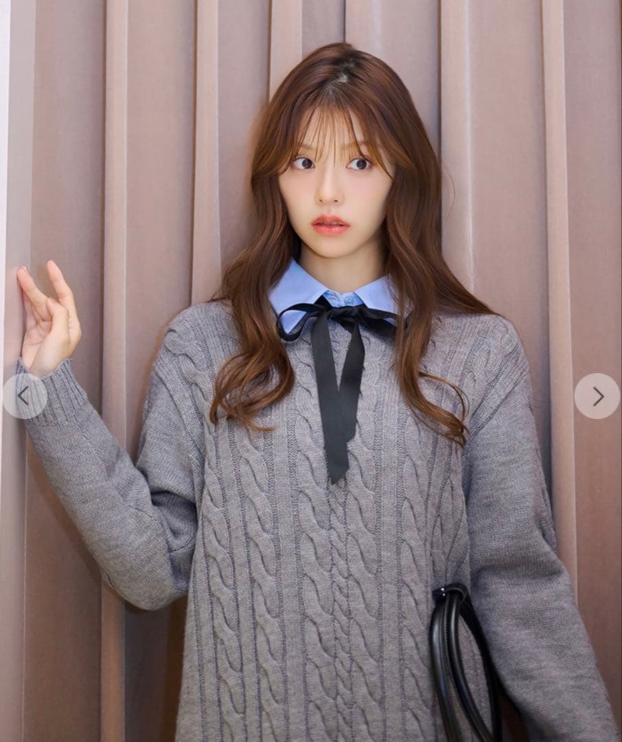 LILLIAN CARAT/リリアンカラットケーブルニット＆シャツミニワンピース