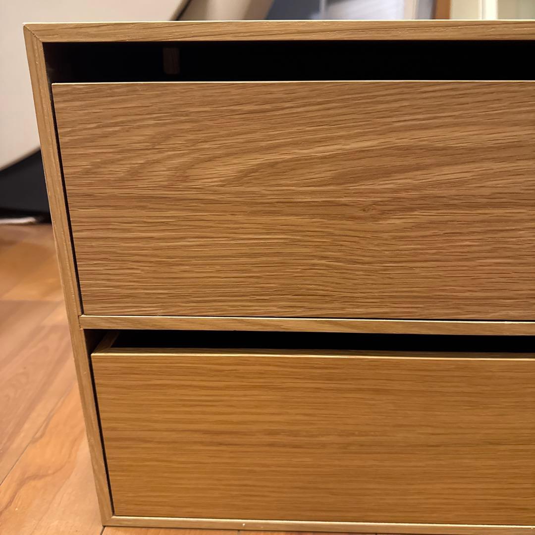 asami無印良品 木製収納ケース 2段 ワイド オーク材ユニットシェルフ