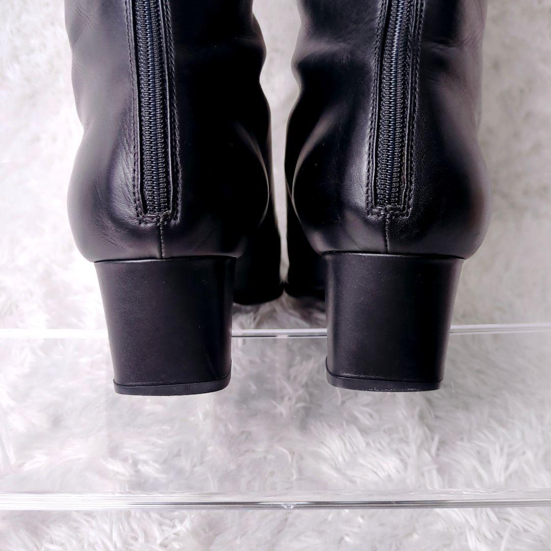 訳あり美品 プラダ ロングブーツ レザー ブラック 黒