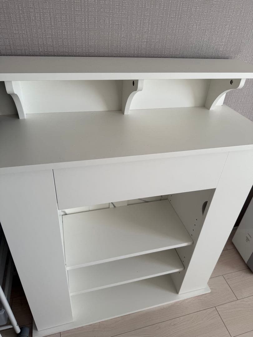 ホワイトオープンシェルフ 引き出し付き