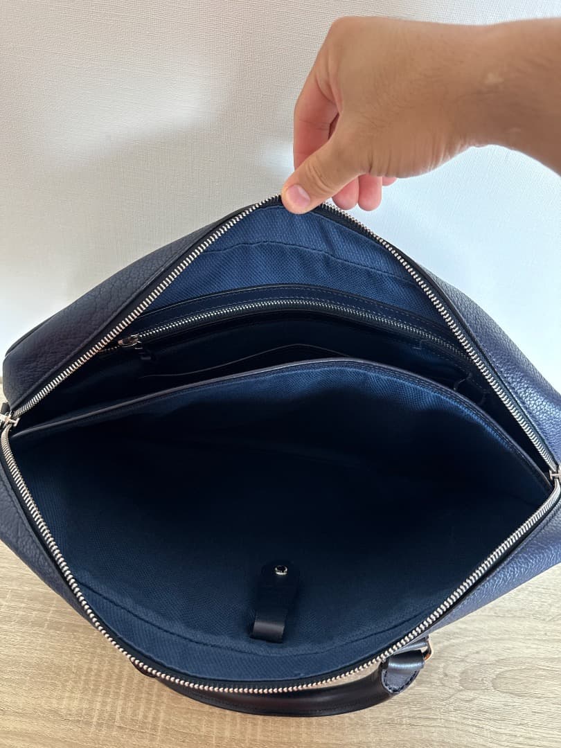 【値下げ】DUNHILL ダンヒル ネイビー レザー ビジネスバッグ