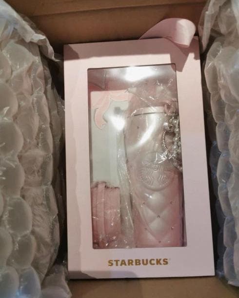 中国スターバックス　ステンレスタンブラー　ラインストーン　バレンタイン