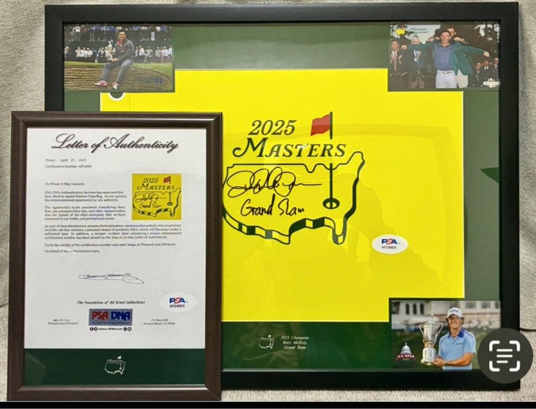 SALE！ローリーマキロイグランドスラム２０２５年マスターズ直筆サイン鑑定書付