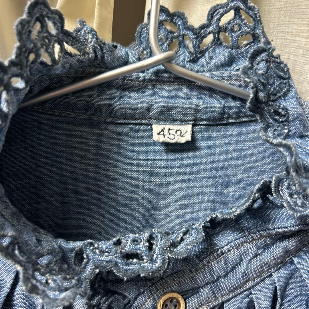 デニム フリル付きシャツ 45