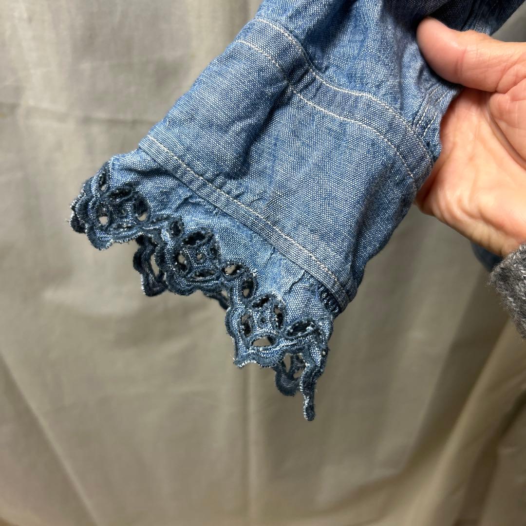 デニム フリル付きシャツ 45