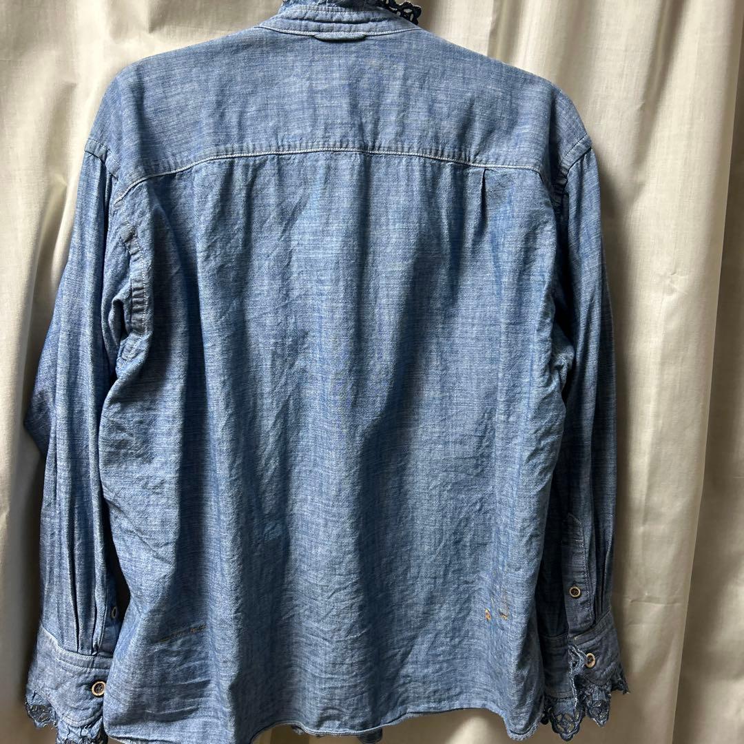 デニム フリル付きシャツ 45