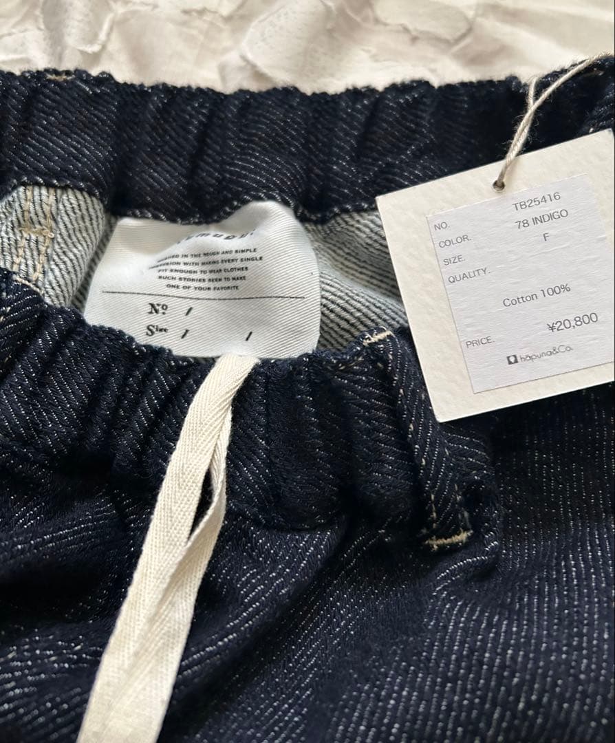 tumugu ツムグ スラブヤーン８分丈パンツindigo