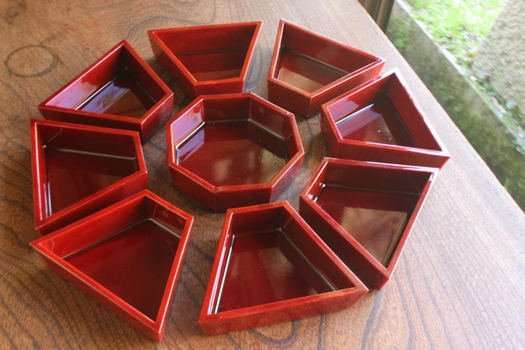 デッドストック！八角デザインに優美な螺鈿細工の映える蓋物（検民芸小物入れ弁当箱