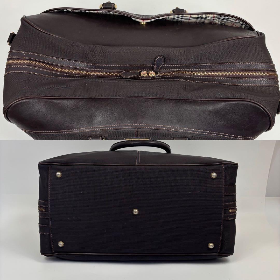 BURBERRY GOLFノバチェック レザー ボストンバッグ 旅行 ブラウン