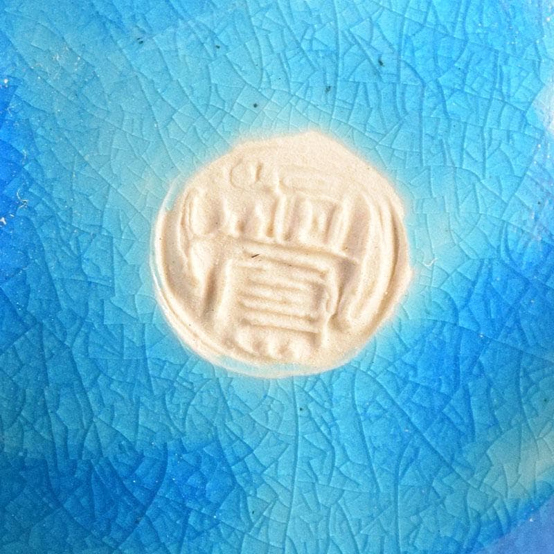 茶道具　平安　手塚桐鳳造　浅黄交趾栄螺　蓋置　共箱　V　8362