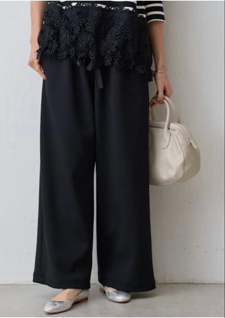 【BEARDSLEY】新品未使用 ムーンライクウエストリブパンツ ブラック 1