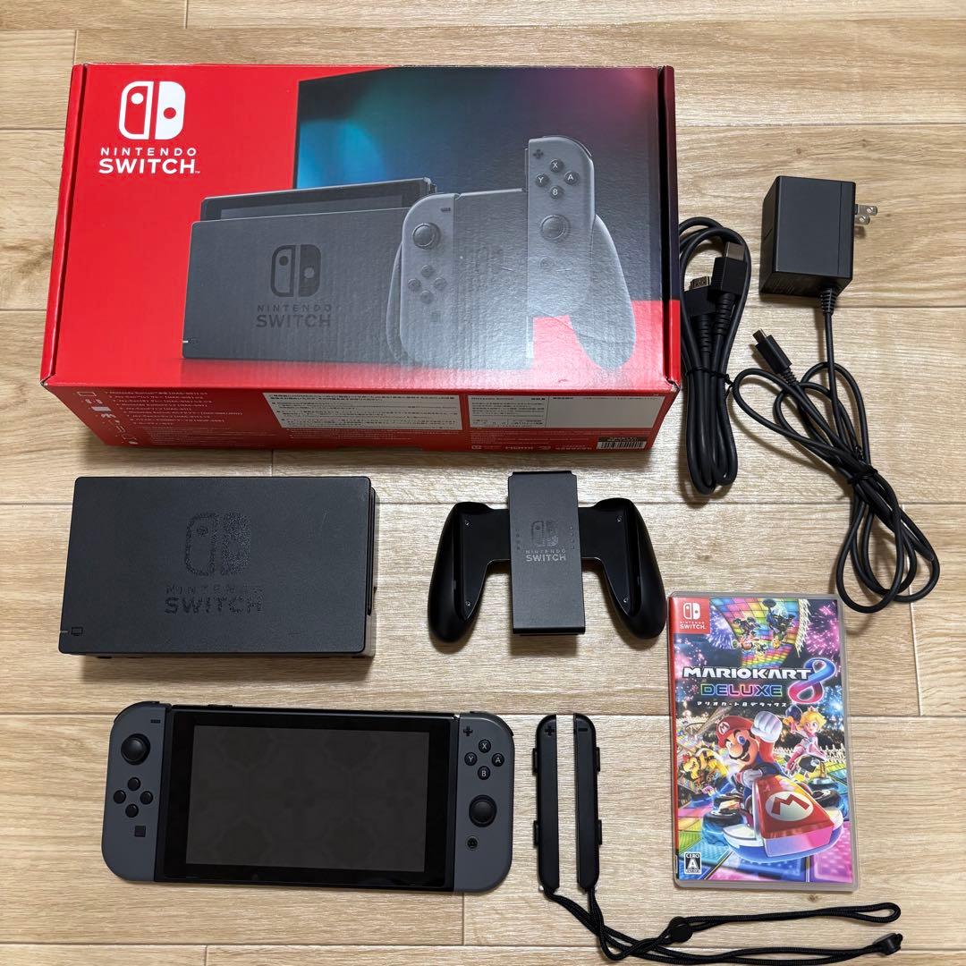 Nintendo Switch 本体 グレー マリオカート8デラックス付き