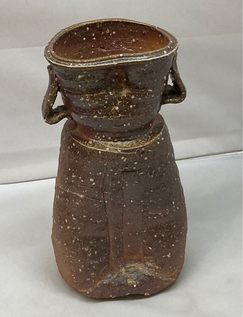 B30b「信楽花入」神山一陶作　共布共箱　宗陶窯　茶道具　花道具