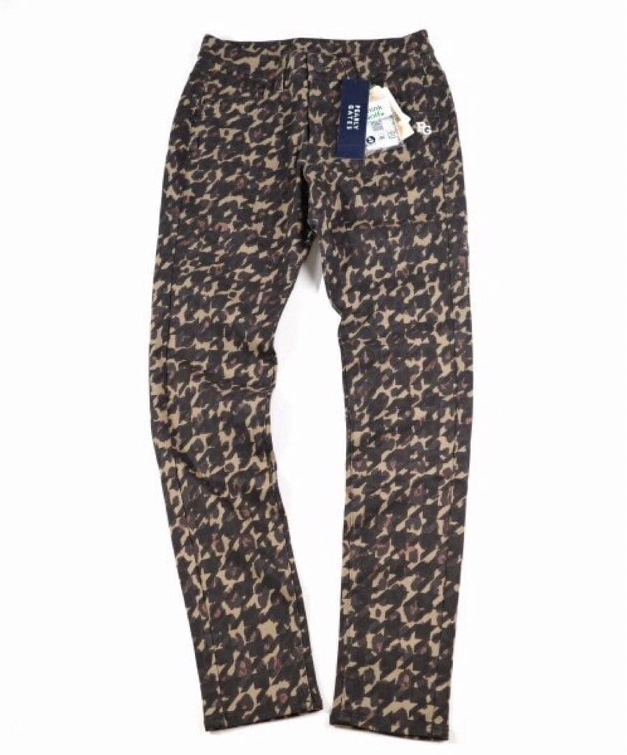 【PEARLY GATES】レディース レオパード柄パワフルストレッチパンツ・S