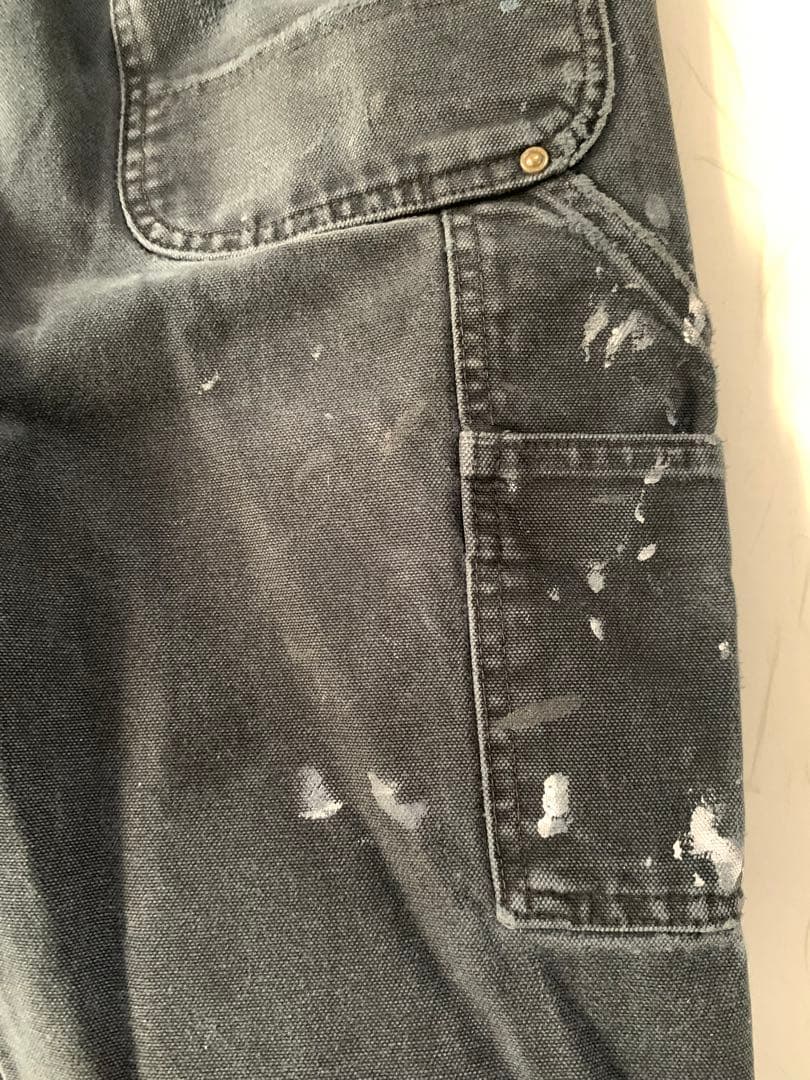 古着　Carhartt ダブルニー　デニム　ペイント　黒
