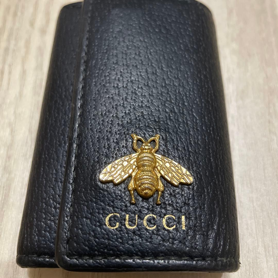 GUCCI アニマリエ ブラックレザー キーケース