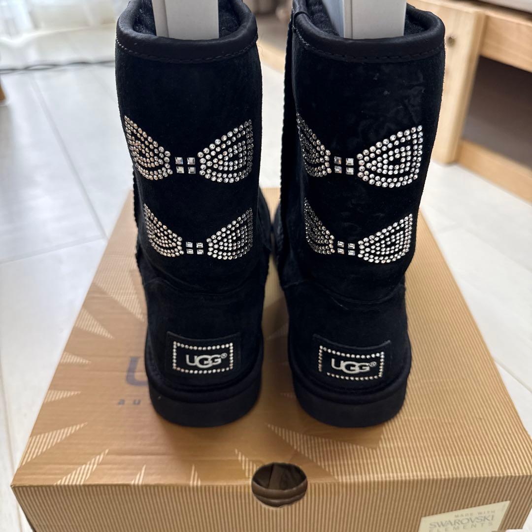 UGG ブラック ムートンブーツ ストーン装飾