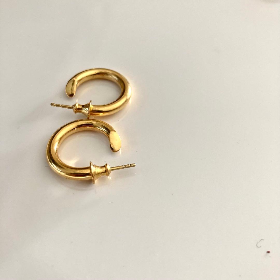 両耳ゴールド　2.5×18mm フープピアス　シルバー925
