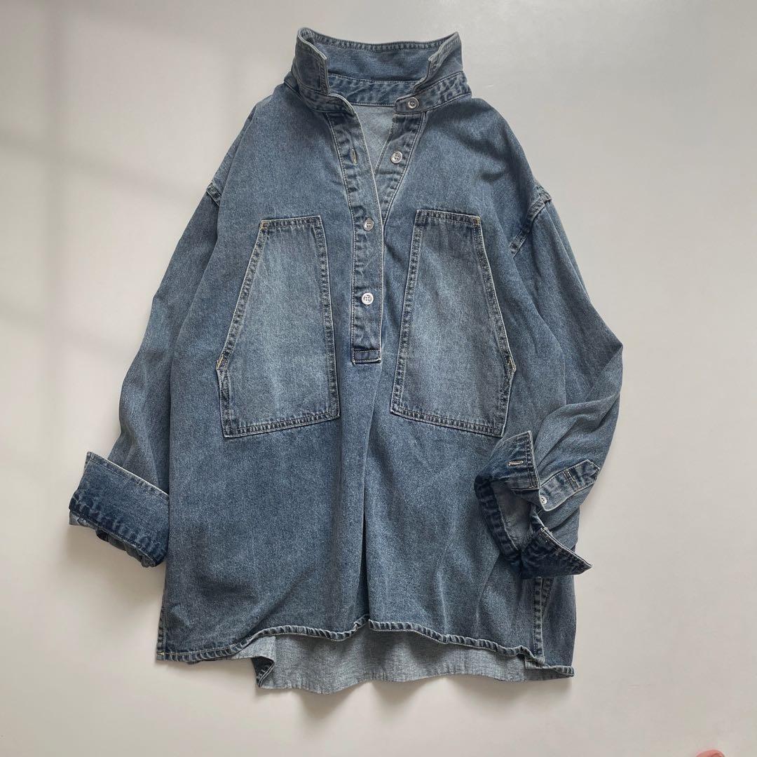 未使用近　ラウンジドレス　スキッパーデニムシャツ